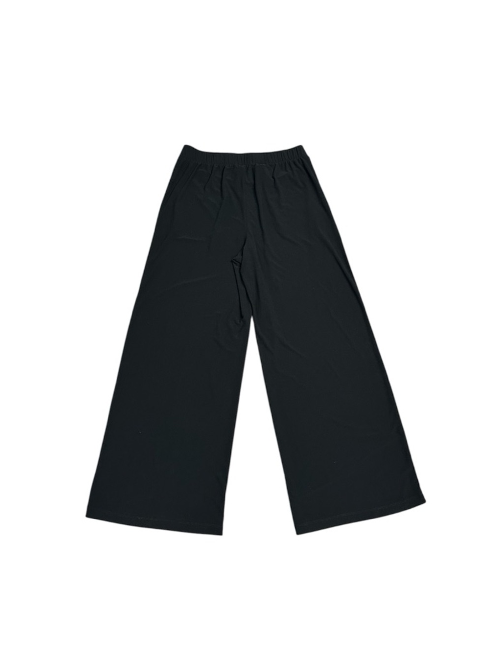 Black Stretchy Wide-Leg Pants | Comfy Slinky Lounge Trousers - Picture 2 of 5